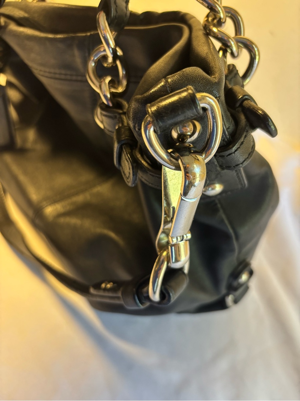Coach Brooke #14820 in a soft smooth black leather with silver hardware accents - Picture 5 of 14